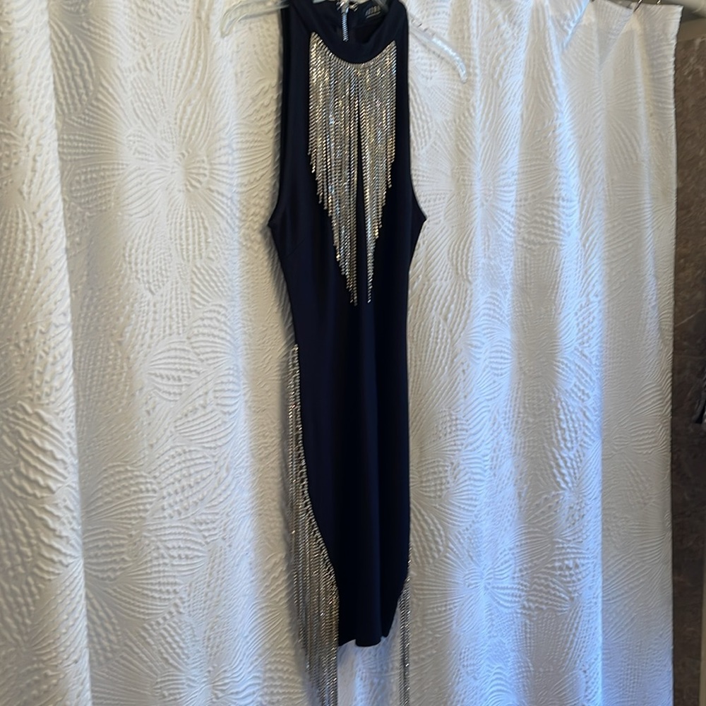 Crystal Fringe Mini Dress-sz Small - Picture 5 of 6
